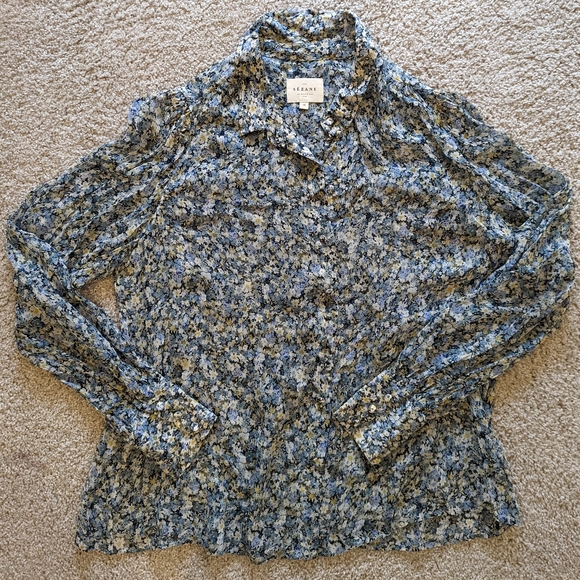 Sezane Tianna Shirt In Blue Floral Size 38 / US 6 / M - Picture 5 of 12